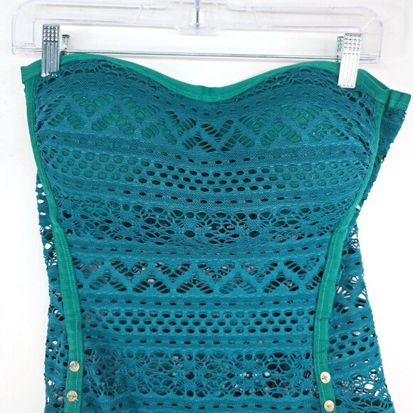 Lookbook Store Deep Emerald Green Eyelet One Piece Swimsuit - Picture 5 of 10
